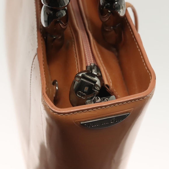 Christian Dior Maris Pearl Hand Bag Enamel Pink Auth ti3359