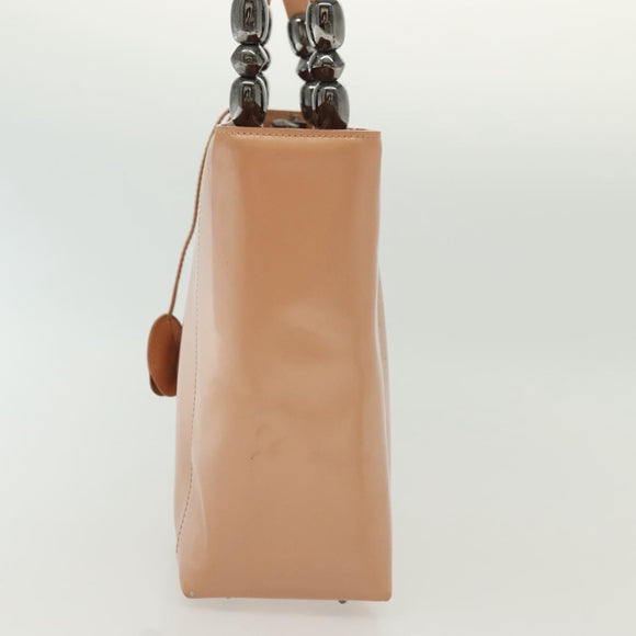 Christian Dior Maris Pearl Hand Bag Enamel Pink Auth ti3359