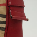 BURBERRY Blue Label Shoulder Bag Canvas Leather Beige Red Auth ti3362-10