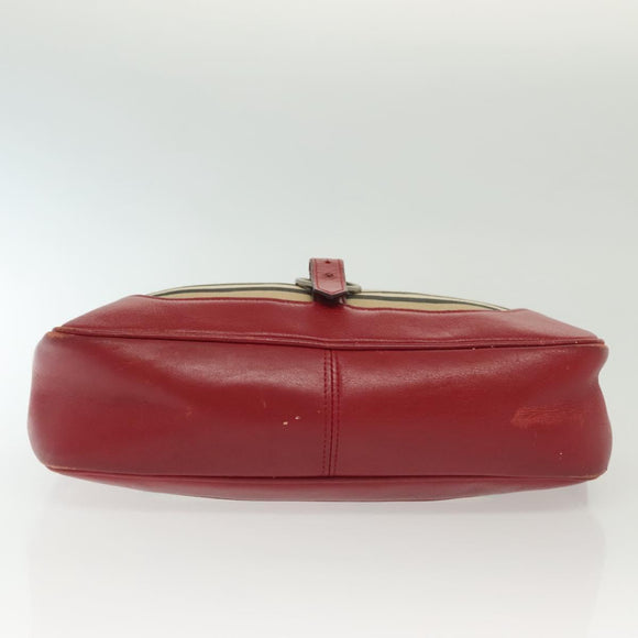 BURBERRY Blue Label Umhängetasche Canvas Leder Beige Rot Auth ti3362