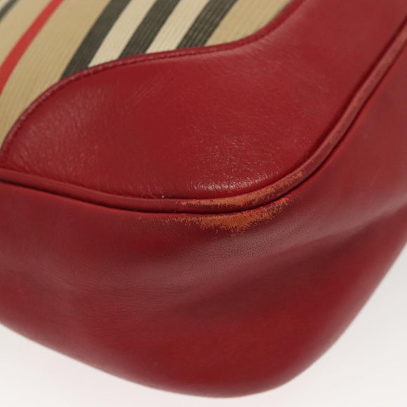 BURBERRY Blue Label Umhängetasche Canvas Leder Beige Rot Auth ti3362