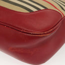 BURBERRY Blue Label Shoulder Bag Canvas Leather Beige Red Auth ti3362-15