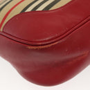 BURBERRY Blue Label Shoulder Bag Canvas Leather Beige Red Auth ti3362-16