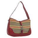 BURBERRY Blue Label Umhängetasche Canvas Leder Beige Rot Auth ti3362-1