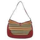BURBERRY Blue Label Shoulder Bag Canvas Leather Beige Red Auth ti3362-2