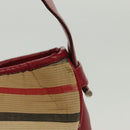 BURBERRY Blue Label Shoulder Bag Canvas Leather Beige Red Auth ti3362-4