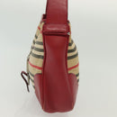 BURBERRY Blue Label Shoulder Bag Canvas Leather Beige Red Auth ti3362-5