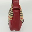 BURBERRY Blue Label Shoulder Bag Canvas Leather Beige Red Auth ti3362-6