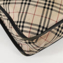 BURBERRY Nova Check Black label Shoulder Bag Nylon Beige Silver Auth ti3363-10