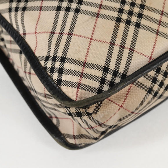 BURBERRY Nova Check Black label Shoulder Bag Nylon Beige Silver Auth ti3363