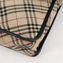 BURBERRY Nova Check Black label Shoulder Bag Nylon Beige Silver Auth ti3363-11