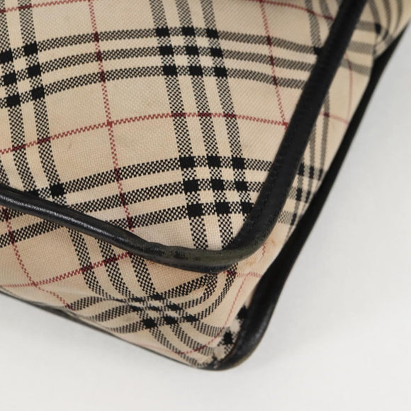 BURBERRY Nova Check Black label Shoulder Bag Nylon Beige Silver Auth ti3363