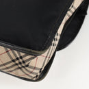 BURBERRY Nova Check Black label Shoulder Bag Nylon Beige Silver Auth ti3363-13