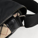 BURBERRY Nova Check Black label Shoulder Bag Nylon Beige Silver Auth ti3363-14