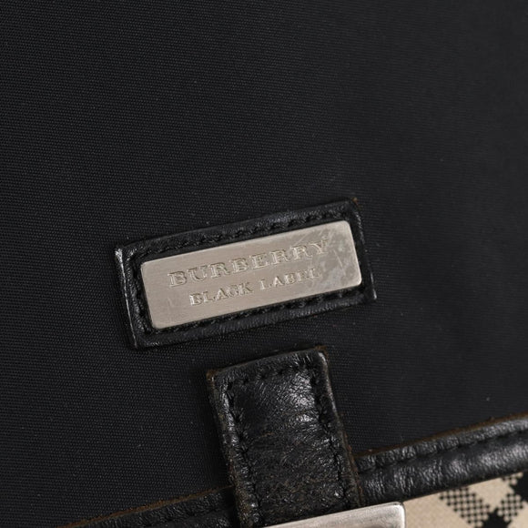 BURBERRY Nova Check Black label Shoulder Bag Nylon Beige Silver Auth ti3363