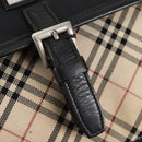 BURBERRY Nova Check Black label Shoulder Bag Nylon Beige Silver Auth ti3363-16