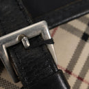 BURBERRY Nova Check Black label Shoulder Bag Nylon Beige Silver Auth ti3363-17