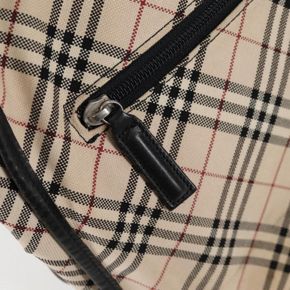 BURBERRY Nova Check Black label Shoulder Bag Nylon Beige Silver Auth ti3363