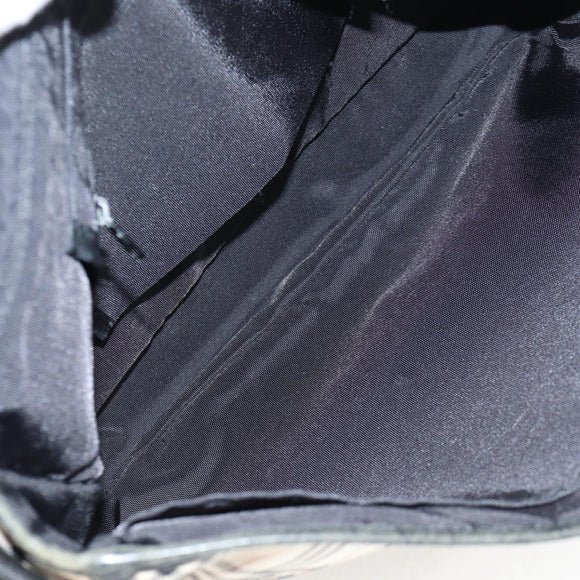 BURBERRY Nova Check Black label Shoulder Bag Nylon Beige Silver Auth ti3363