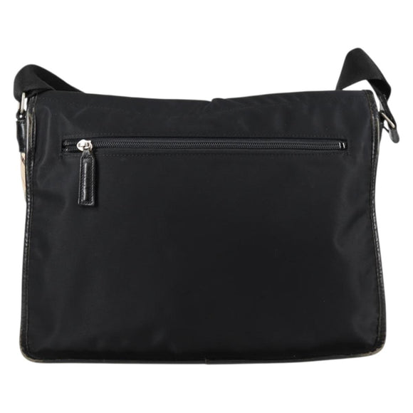 BURBERRY Nova Check Black label Shoulder Bag Nylon Beige Silver Auth ti3363