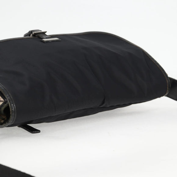 BURBERRY Nova Check Black label Shoulder Bag Nylon Beige Silver Auth ti3363