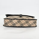 BURBERRY Nova Check Black label Shoulder Bag Nylon Beige Silver Auth ti3363-9