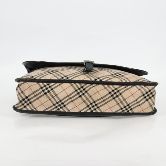 BURBERRY Nova Check Black label Shoulder Bag Nylon Beige Silver Auth ti3363