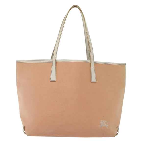 BURBERRY Blue Label Tote Bag Canvas Pink Silver Auth ti3364