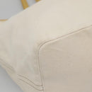 BURBERRY Tote Bag Canvas Leather White Yellow gold Auth ti3365-14
