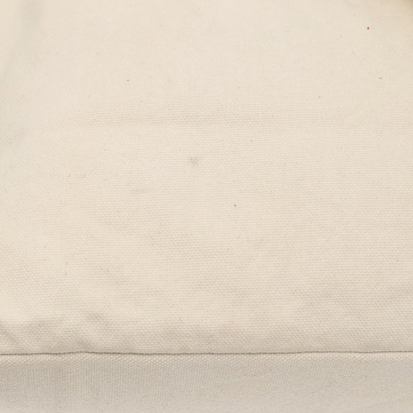 BURBERRY Tote Bag Canvas Leather White Yellow gold Auth ti3365