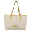 BURBERRY Tote Bag Canvas Leather White Yellow gold Auth ti3365-13
