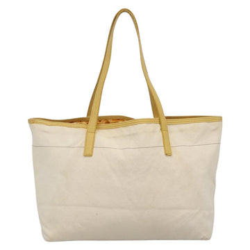 BURBERRY Tote Bag Canvas Leather White Yellow gold Auth ti3365 - 0
