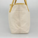BURBERRY Tote Bag Canvas Leather White Yellow gold Auth ti3365-3