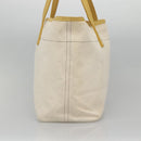 BURBERRY Tote Bag Canvas Leather White Yellow gold Auth ti3365-4