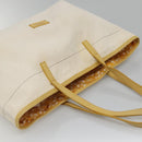 BURBERRY Tote Bag Canvas Leather White Yellow gold Auth ti3365-6