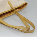 BURBERRY Tote Bag Canvas Leather White Yellow gold Auth ti3365-7