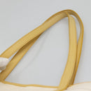 BURBERRY Tote Bag Canvas Leather White Yellow gold Auth ti3365-8