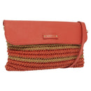 BURBERRY Blue Label Shoulder Bag Raffia Leather Beige Orange gold Auth ti3366-1