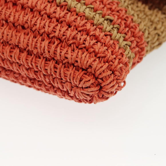 BURBERRY Blue Label Shoulder Bag Raffia Leather Beige Orange gold Auth ti3366