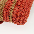 BURBERRY Blue Label Shoulder Bag Raffia Leather Beige Orange gold Auth ti3366-17