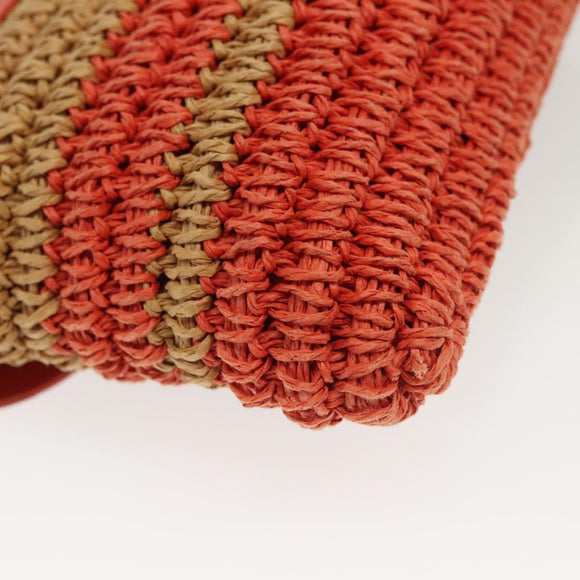 BURBERRY Blue Label Shoulder Bag Raffia Leather Beige Orange gold Auth ti3366