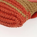 BURBERRY Blue Label Shoulder Bag Raffia Leather Beige Orange gold Auth ti3366-9