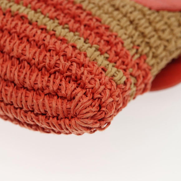 BURBERRY Blue Label Shoulder Bag Raffia Leather Beige Orange gold Auth ti3366