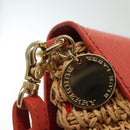 BURBERRY Blue Label Shoulder Bag Raffia Leather Beige Orange gold Auth ti3366-11