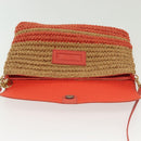 BURBERRY Blue Label Shoulder Bag Raffia Leather Beige Orange gold Auth ti3366-19