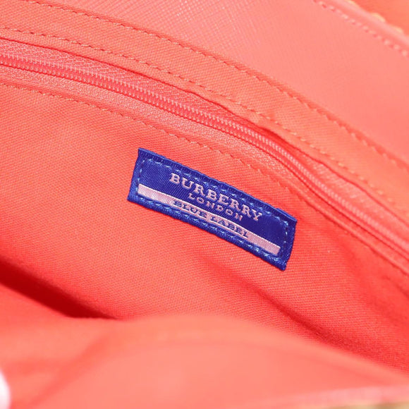 BURBERRY Blue Label Shoulder Bag Raffia Leather Beige Orange gold Auth ti3366