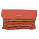 BURBERRY Blue Label Shoulder Bag Raffia Leather Beige Orange gold Auth ti3366-13