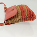 BURBERRY Blue Label Shoulder Bag Raffia Leather Beige Orange gold Auth ti3366-4