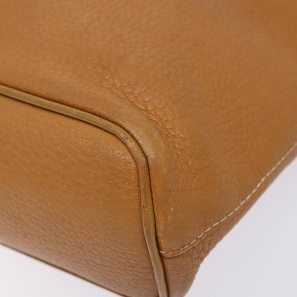 Burberrys Tote Bag Leather Beige Gold Auth ti3367