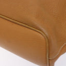 Burberrys Tote Bag Leather Beige Gold Auth ti3367-15